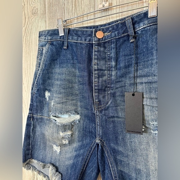 NEW! ONE TEASPOON MAN X Mr Pinks Relaxed Distressed Denim Jean Shorts Size 33 - Picture 7 of 14
